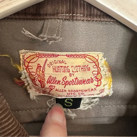 Vintage 50s Allen sportswear Hunting jacket Brown button front - Picture 3 of 4